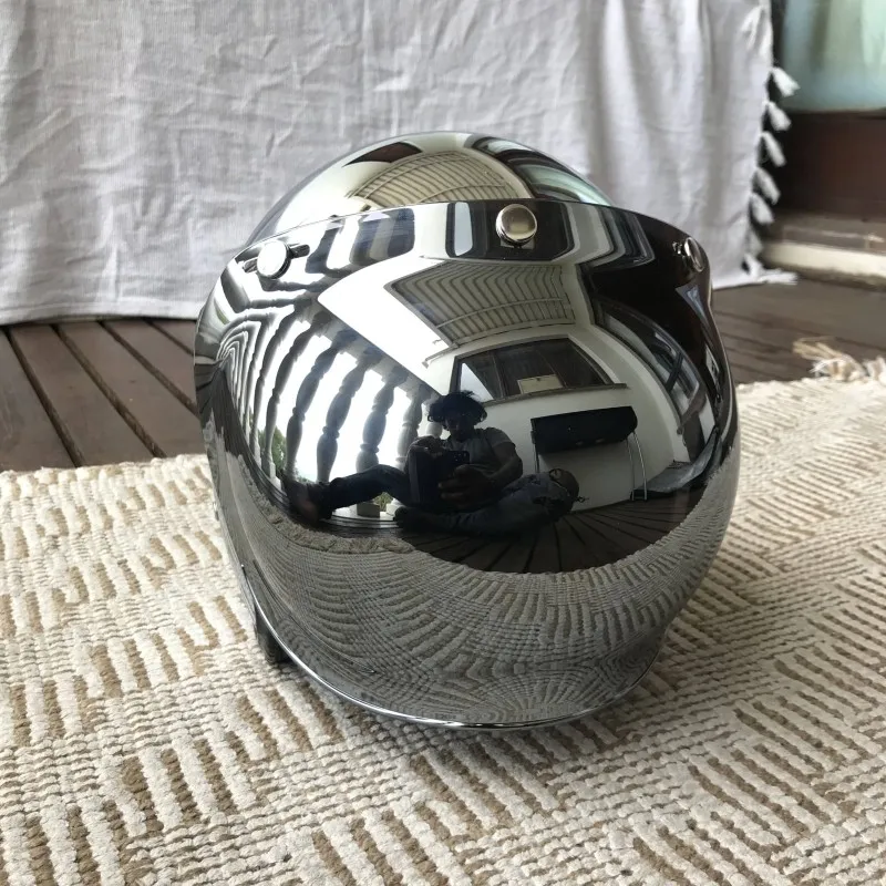 Motorcycle Gear Vintage - Spiegel Zilver Chroom Motorfiets Open Gezicht