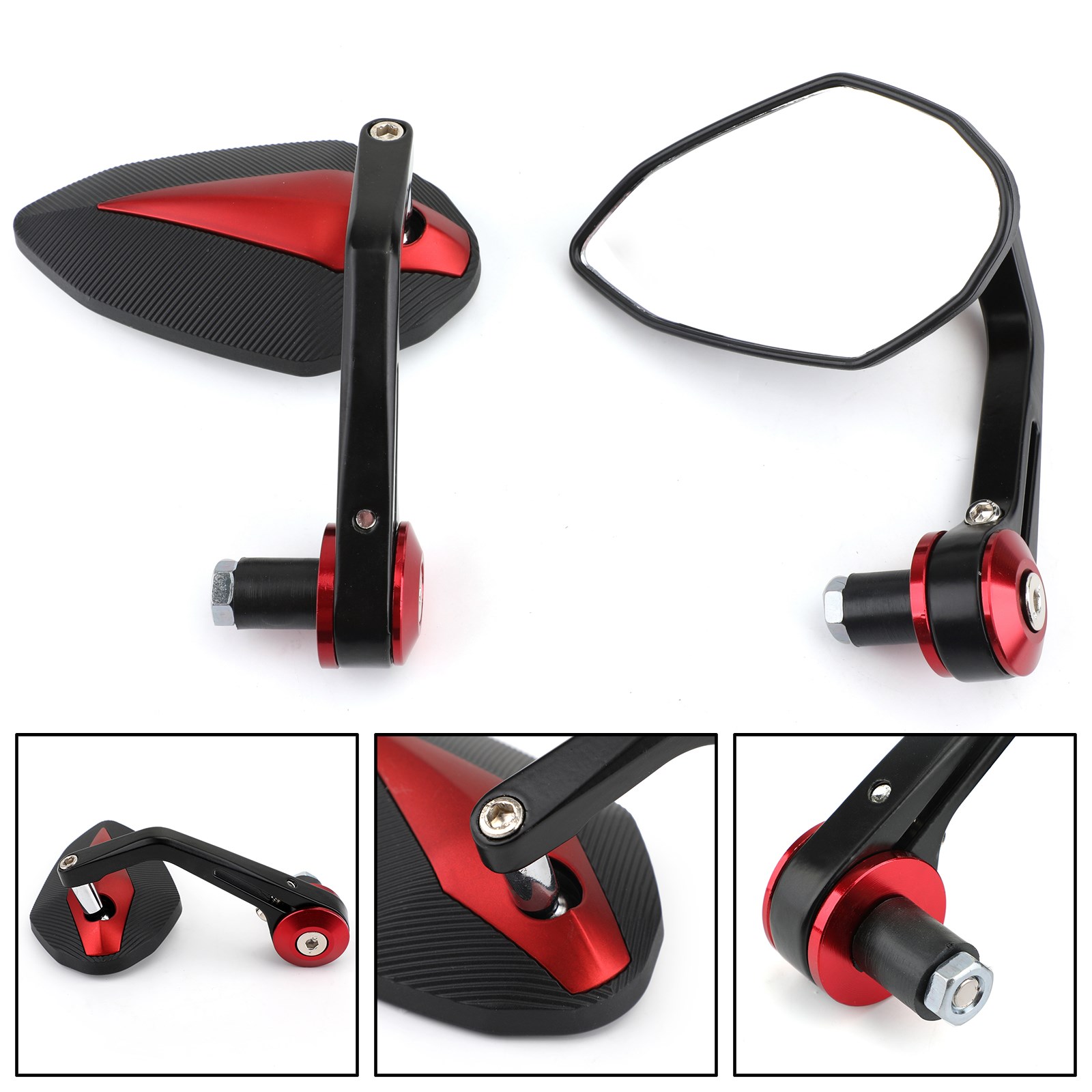 Mirror Extender Bar - Areyourshop Zwart Rood Motorfiets Sportmotor 7/8