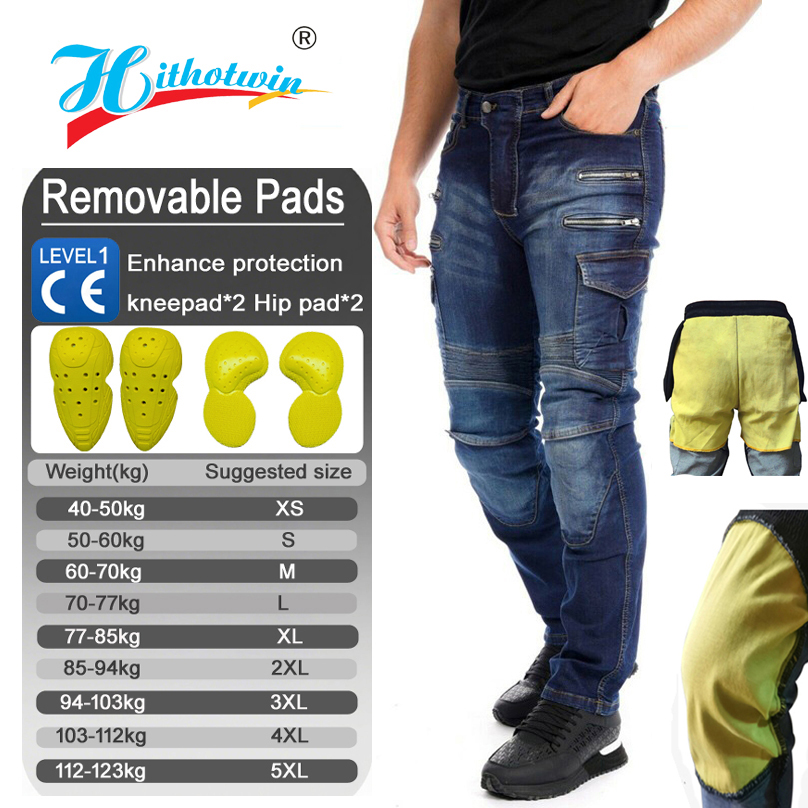 Motorcycle Gear Jeans - Motorrijbroek voor heren, beschermend, anti-val, met