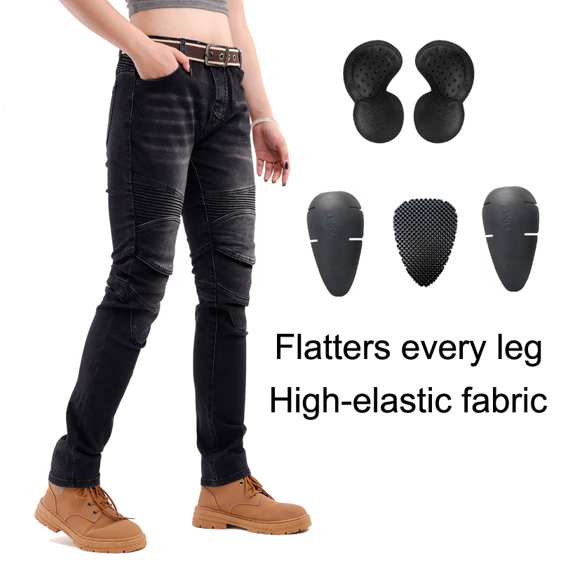 Motorcycle Gear Women Pants - Dames motorfiets jeans zwart crossmotor broek