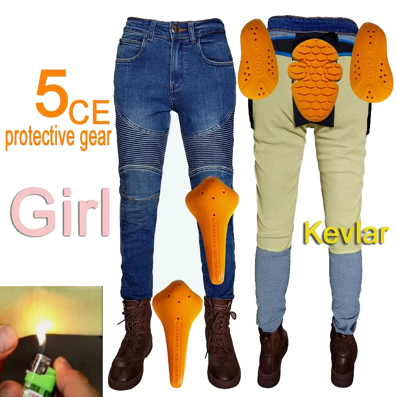 Motorcycle Gear Women Pants - Motorjeans voor dames, Kevlar motorbroek, beschermende